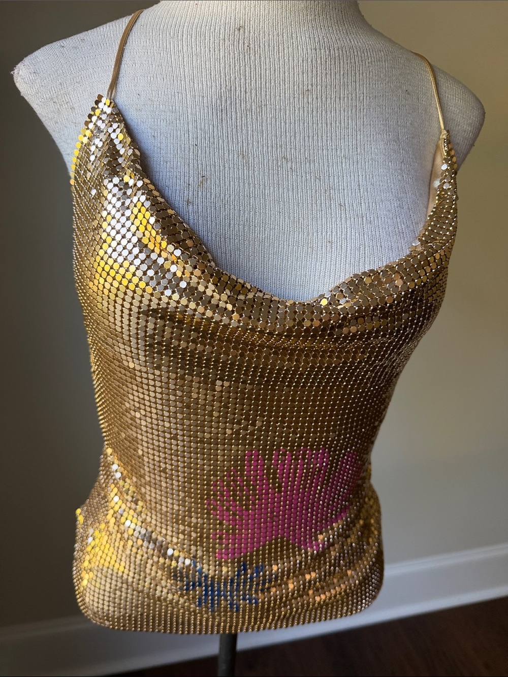 Oh Polly Gold Sequin Cowl Neck Camisole
